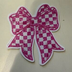 Pink checkered bow card stock car freshie scent varie air‎ freshener croquet